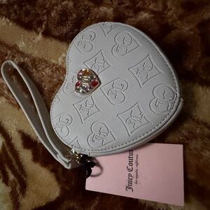 Juicy Couture Embossed Heart Wristlet in Cream